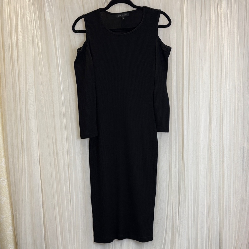 Dynamite Black Long Sleeve Cold Shoulder Dress